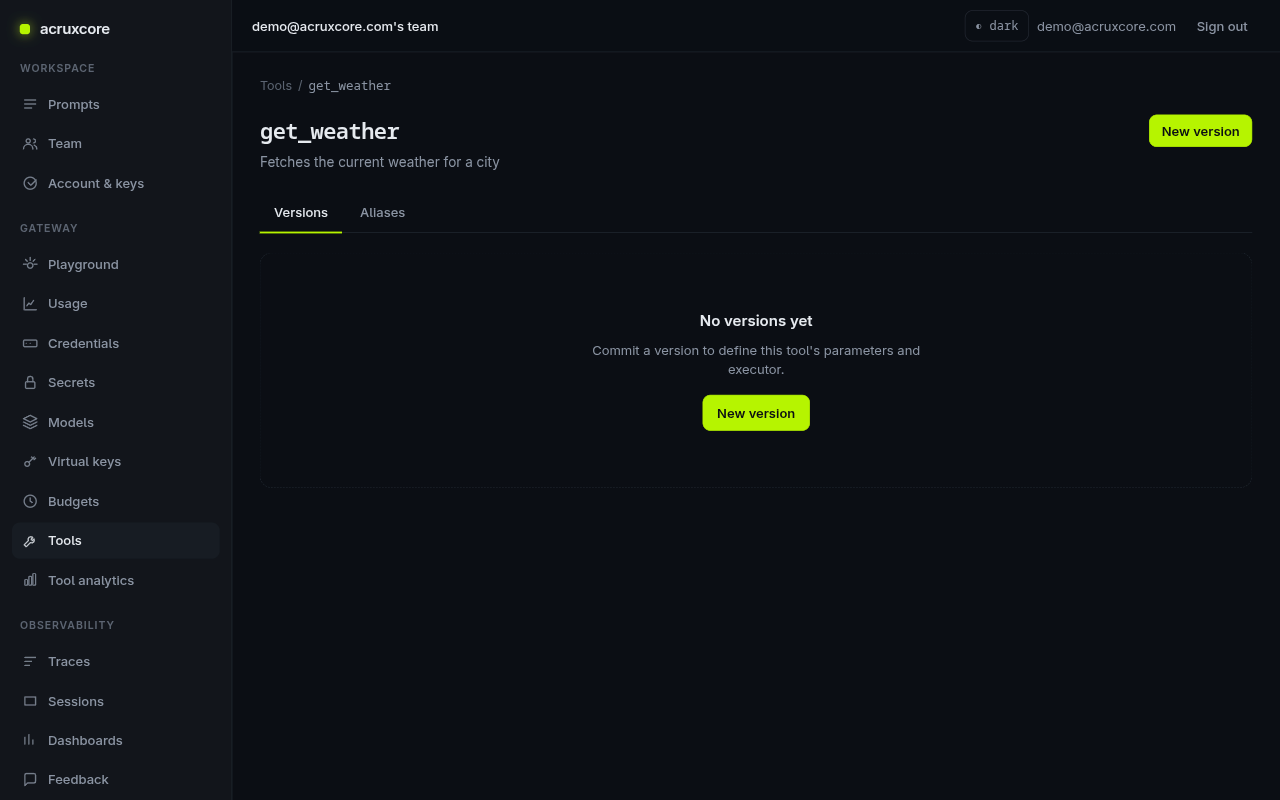 get_weather tool detail, no versions yet