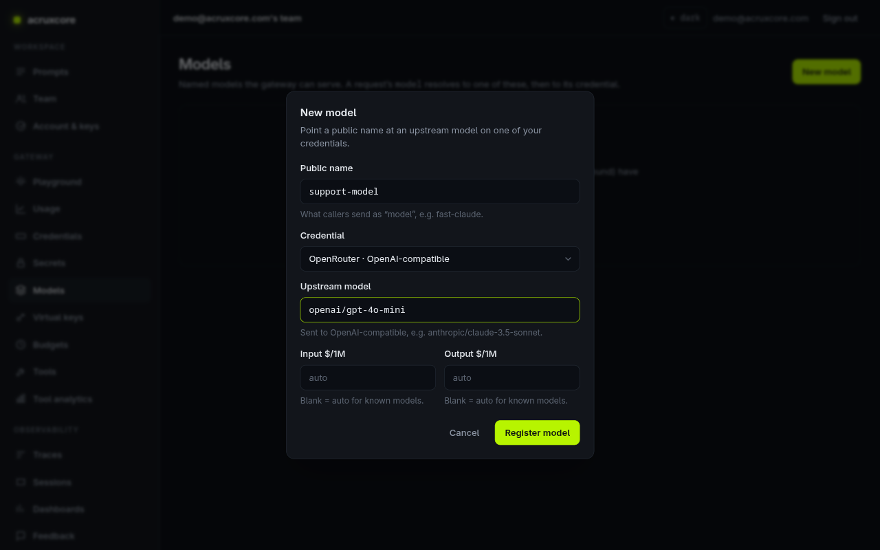 New model dialog