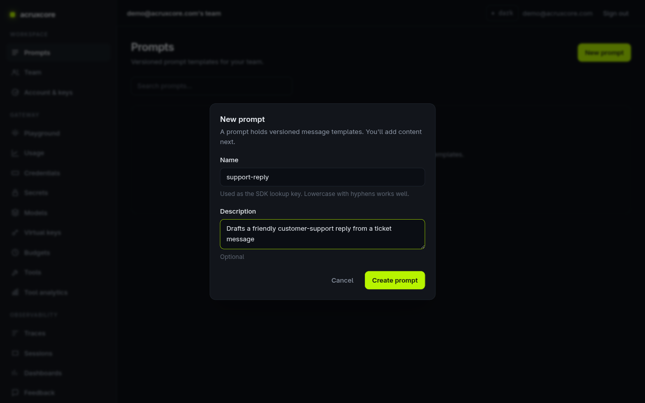 New prompt dialog