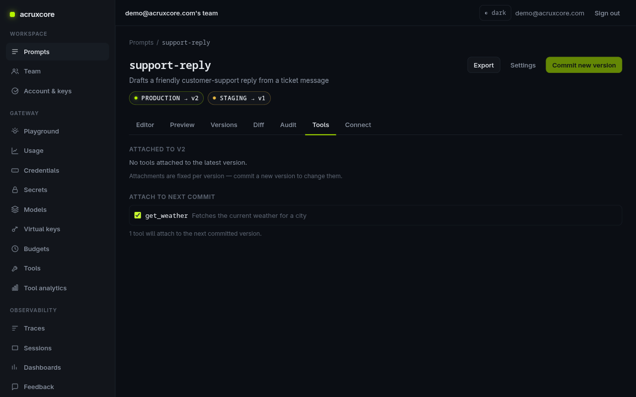 Attaching get_weather to the prompt's next version